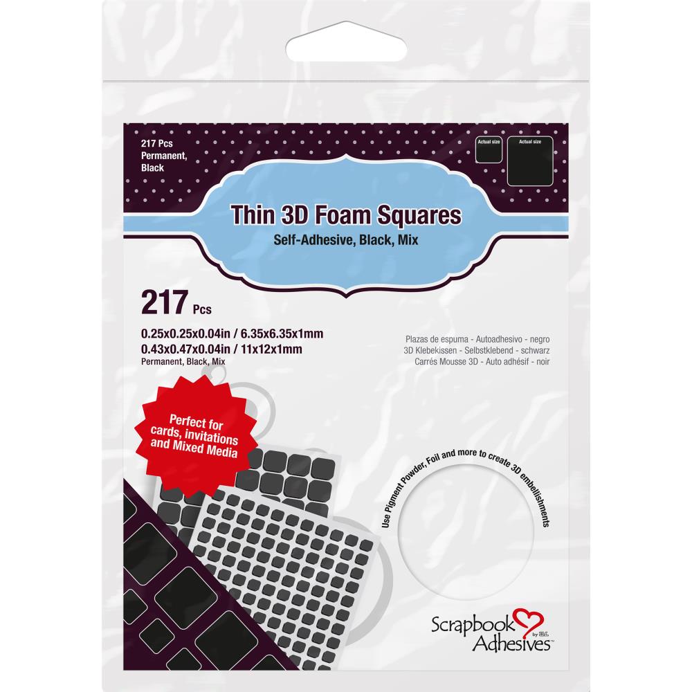 Scrapbook Adhesives - Thin 3D Foam Squares - Black