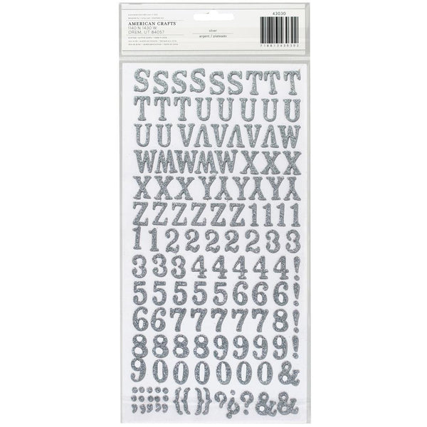 American Crafts - Rockabye - Silver Glitter Chipboard Thickers