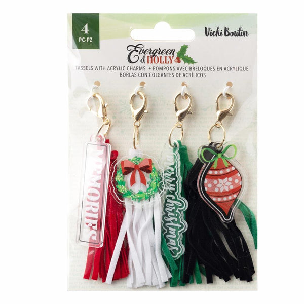 Vicki Boutin - Evergreen & Holly - Tassels with Acrylic Charms