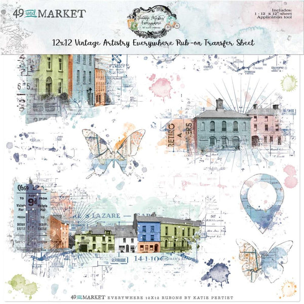 49 and Market - Vintage Artistry - Everywhere 12 x 12 Rub-on Transfer Sheet