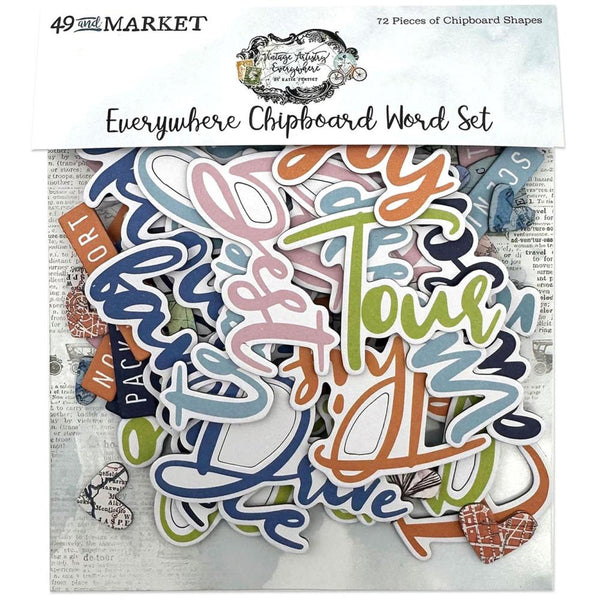 49 and Market - Vintage Artistry - Everywhere Chipboard Word Set