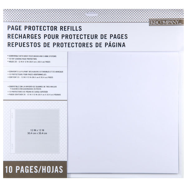 K & Company - Post Bound Page Protector Refills 12" X 12"