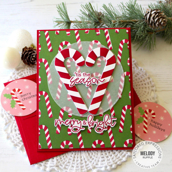 Taylored Expressions - Clear & Cling Stamp Combo - Candy Cane Lane