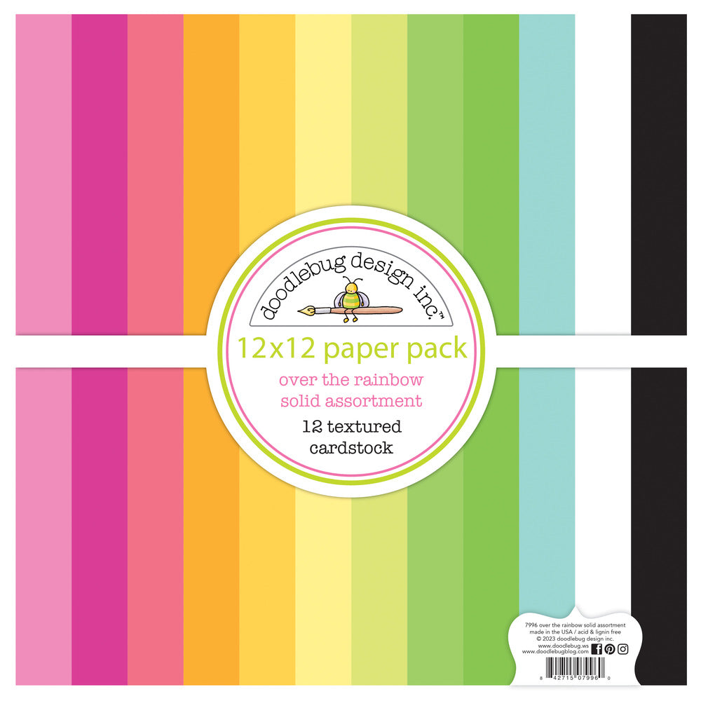 Doodlebug Design - Over the Rainbow - 12 x 12 Textured Cardstock Paper Pack