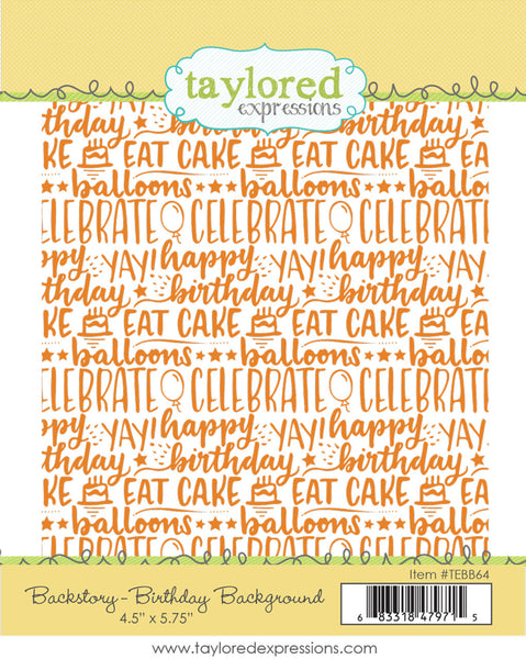 Taylored Expressions - Backstory - Birthday Background Cling Stamp