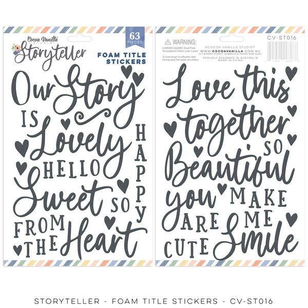Cocoa Vanilla Studio - Storyteller - Foam Title Stickers