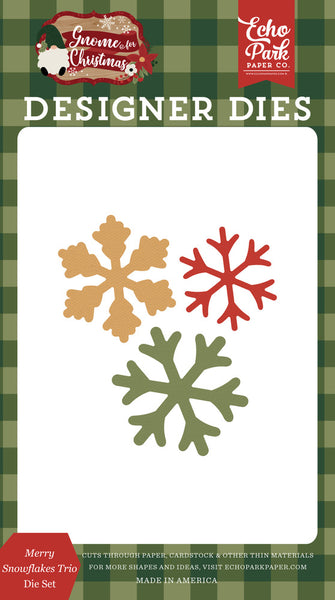 Echo Park - Gnome for Christmas - Merry Snowflake Trio Designer Die