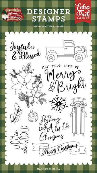 Echo Park - Gnome for Christmas - Joyful and Blessed Clear Stamp