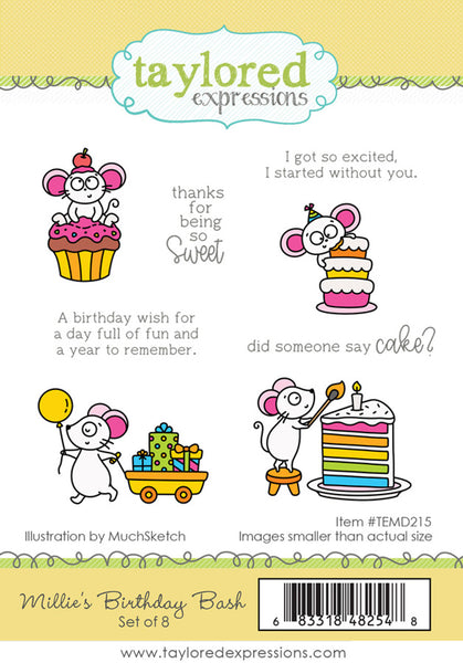 Taylored Expressions - Millie's Birthday Bash cling stamp set