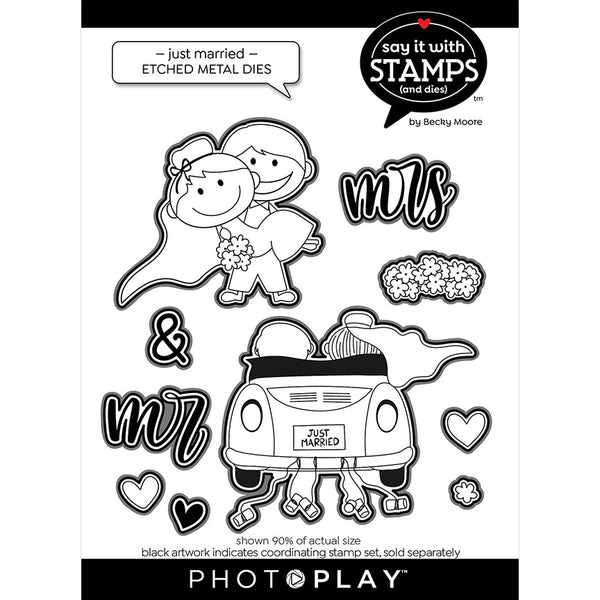 Photoplay Paper - Say It With Stamps - Just Married Coordinating Die set