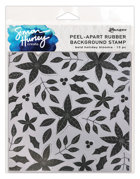 Simon Hurley - Peel-apart Rubber Background Stamp - Bold Holiday Blooms