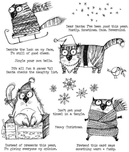 Stampers Anonymous - Tim Holtz - Snarky Cat Christmas stamp set