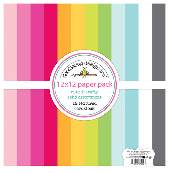 Doodlebug Design - Cute and Crafty - 12x12 Textured Cardstock Assortment Pack