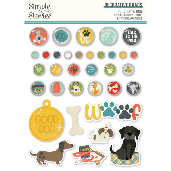 Simple Stories - Pet Shoppe - Dog - Decorative Brads