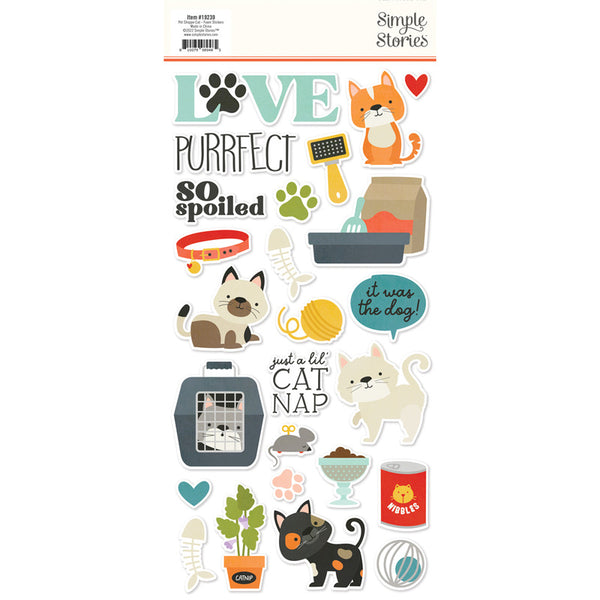 Simple Stories - Pet Shoppe - Cat - Foam Stickers