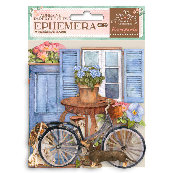 Vicky Papaioannou - Create Happiness - Welcome Home - Bicycle & Flowers Ephemera pack