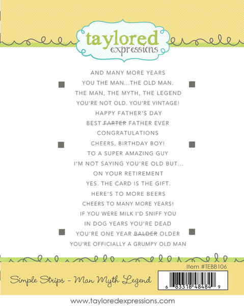 Taylored Expressions - Simple Strips - Man Myth Legend stamp set