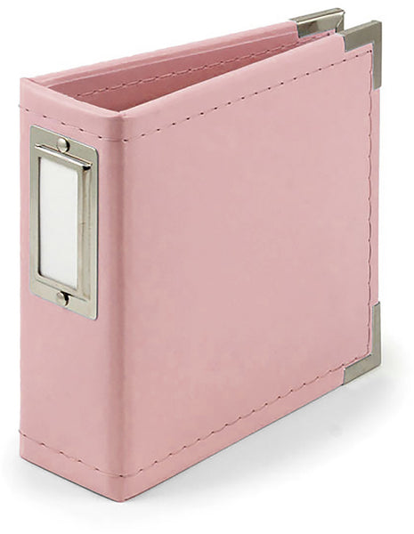 We R Memory Keepers - 4 x 4 Classic Leather D-Ring Album - Pretty Pink