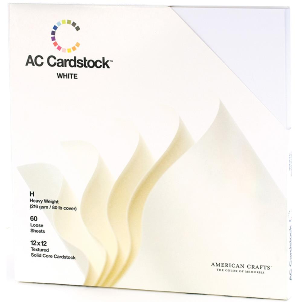 American Crafts - Cardstock Pack 12"X12" 60/Pkg - White