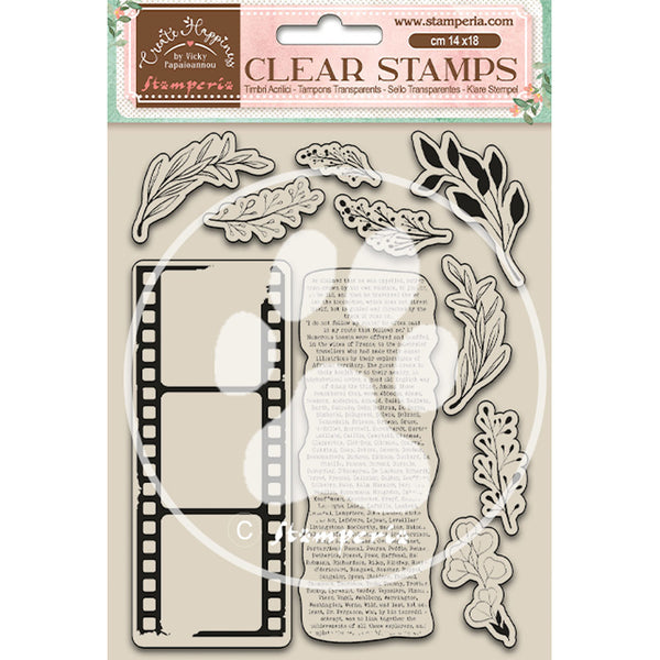 Stamperia - Vicky Papaioannou - Create Happiness 2 - Leaves & Movie Film stamp set